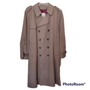 MENS LONDON FOG CLASSIC ALL WEATHER TRENCH COAT 44 REGULAR TAN NWT